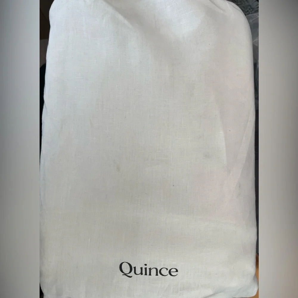 Quince European Linen Double Flange Duvet Cover Set Full Queen Ivory